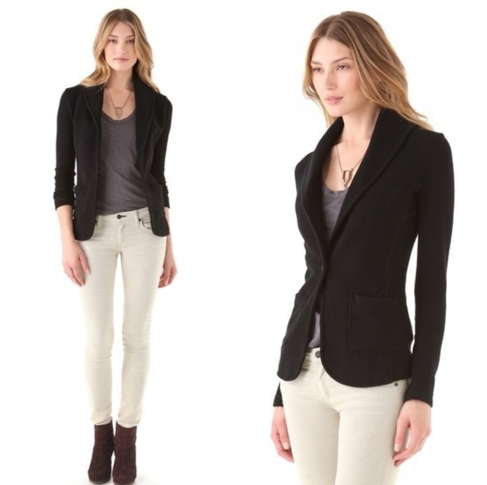 James Perse - Single Button Shawl Collar Blazer in Black - Size 3 (Equates to L)